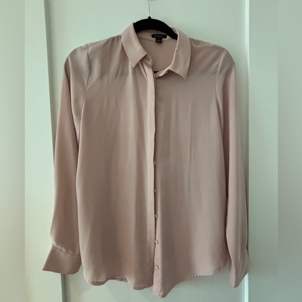 Ann Taylor Pale Blush Button-Up Dress Shirt